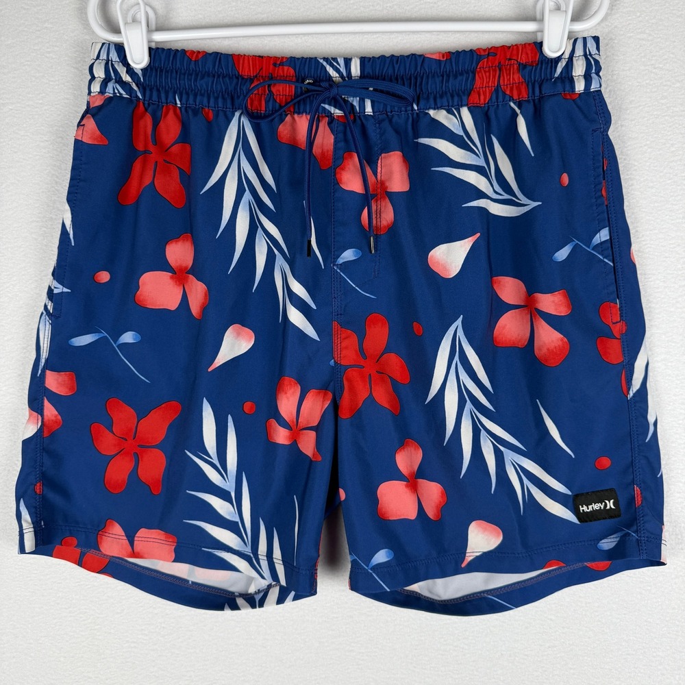 Hurley Volley‎ Shorts Mens Large Hawaiian Floral Hybrid Swim Drawstring Pockets